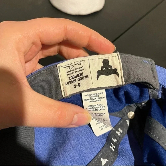 Under Armour Women's UA Strong Project Rock Adjustable Hat Cap Blue With Logo - Picture 9 of 9